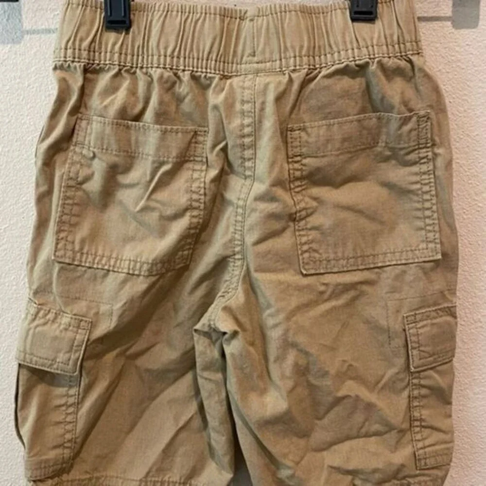 The Childrens Place Cargo Shorts Boys 6 Khaki Excellent Ripstop Adjustable Waist